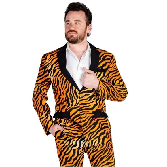 Shinesty The Make Them Purr Tiger Print Suit Statement Piece Size 38/31/32 - Picture 1 of 16